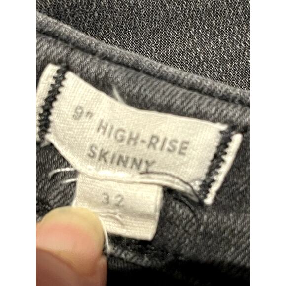Madewell Women's Jeans 32 9" High-Rise Skinny Black Button Fly Raw‎ Hem EUC - Picture 3 of 10